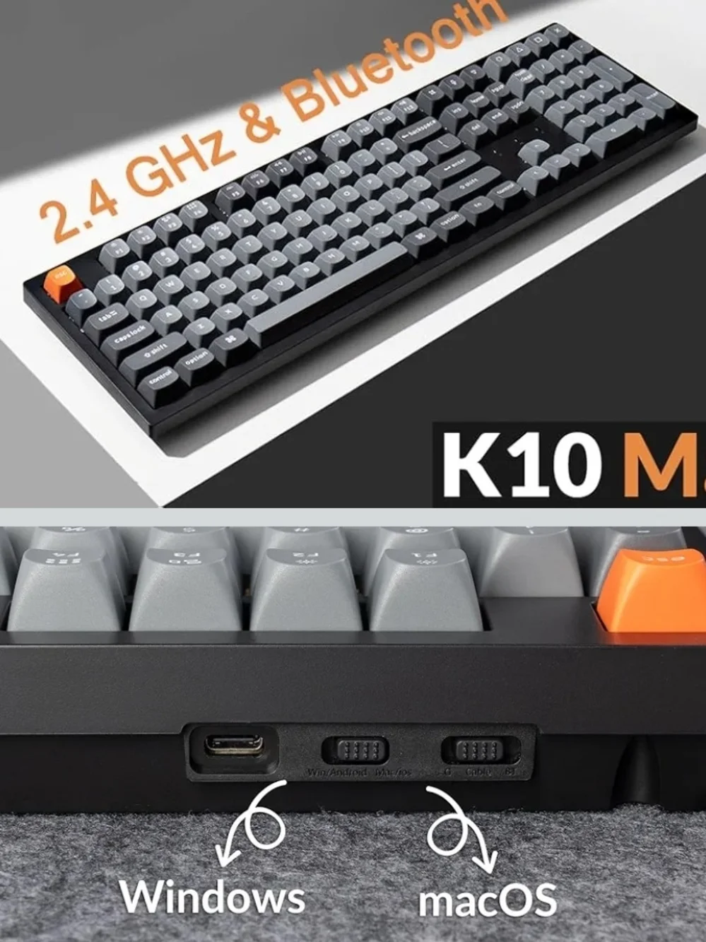 Mechanical KeyboardKeychron K10 Max Wireless Mechanical Keyboard RGB Hot Swap QM